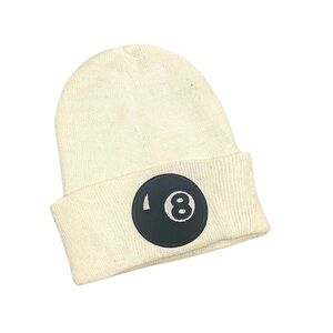 8 Ball Patch Fleece Lined Beanie | Cream | Unisex Adult